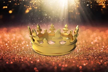 Fotobehang image of beautiful gold queen or king crown on desk © BillionPhotos.com