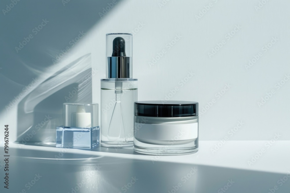Aufkleber two bottles placed on a table, suitable for various concepts and designs