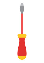 Screwdriver Icon isolated on white background. Tool Illustration As a Simple Vector Sign Trendy Symbol for Design and Websites, Presentation or Mobile App. Simple red flat screwdriver icon symbol.