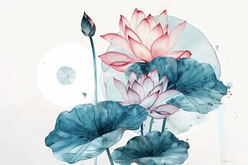 lotus, clear lines, white background 