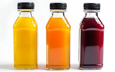 bottles of fruit juice isolated on white background