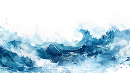 Wellen Meer Wasser Unwetter Stürmisch Surfen Wasserfarben Ozean Vektor - obrazy, fototapety, plakaty