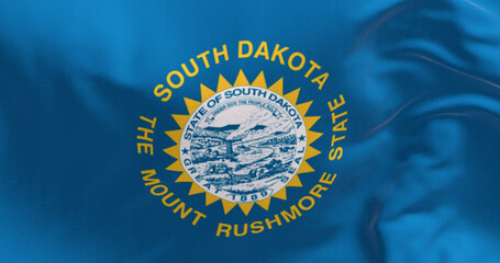 Close-up of the South Dakota flag waving in the wind