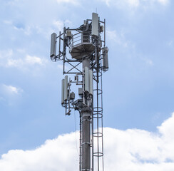 Telecommunication tower of 4G and 5G cellular. Macro Base Station. 5G radio network...