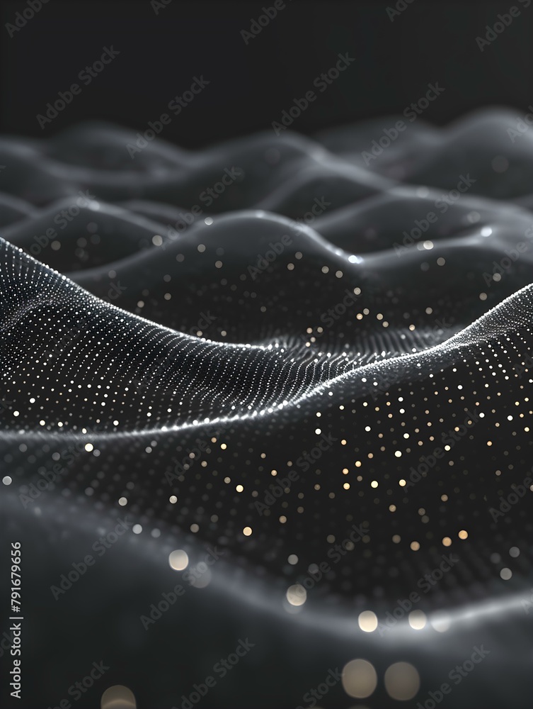 Poster blurred data science wallpaper in anthracite colors. abstract network of dots and lines