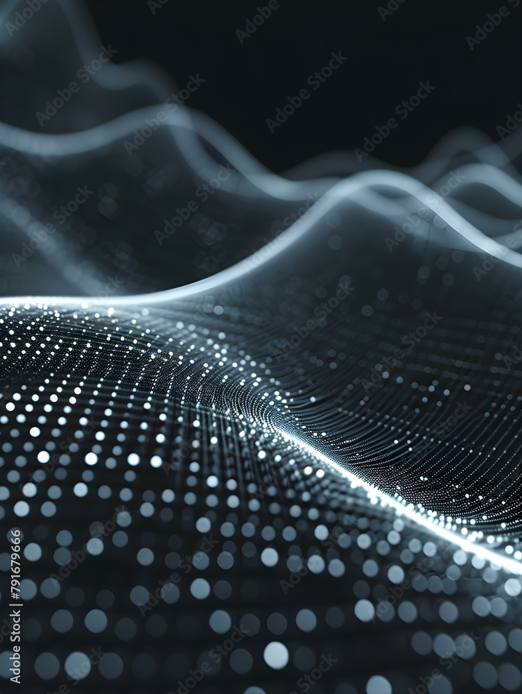 Poster blurred data science wallpaper in anthracite colors. abstract network of dots and lines