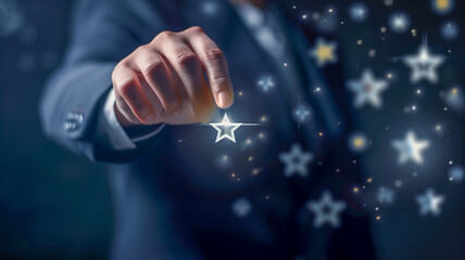 Businessman Selecting a  Star Rating