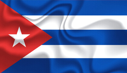 Cuba national flag in the wind illustration image	
