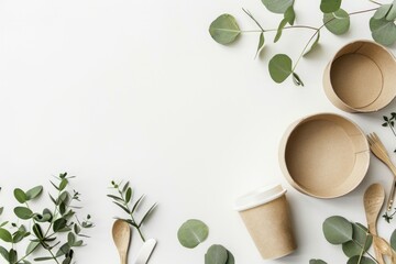 A table with paper cups and wooden spoons, perfect for catering events