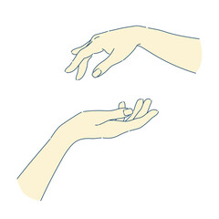 Beautiful woman hands delicate rejuvenating, elegant female hands, realistic gestures, isolated on a white background