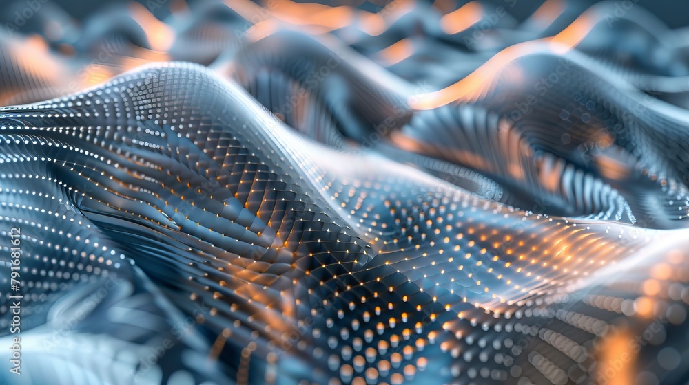 Aufkleber a 3d visualization of sound waves moving through a geometric pattern ai generated illustration
