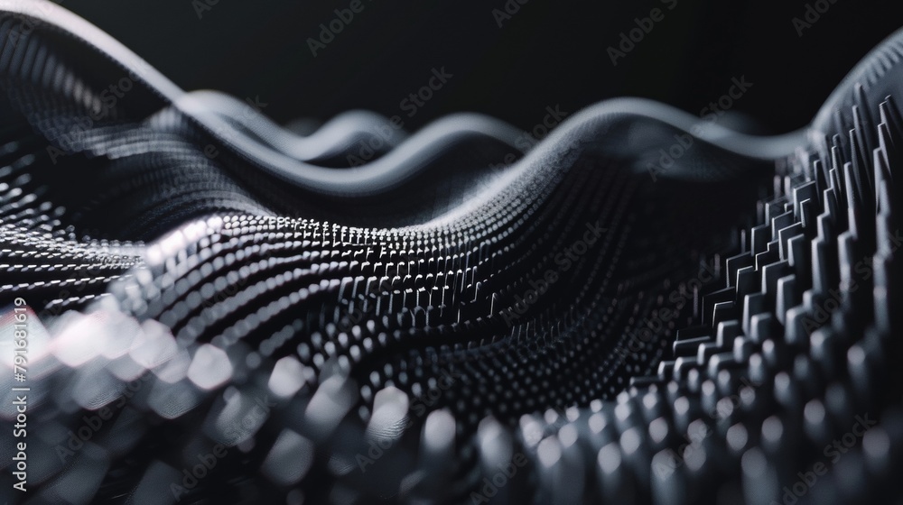 Poster a 3d visualization of sound waves moving through a geometric pattern ai generated illustration
