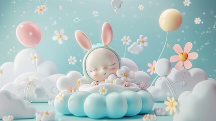 Naklejka na ściany i meble A cute and charming newborn in an abstract 3D style AI generated illustration