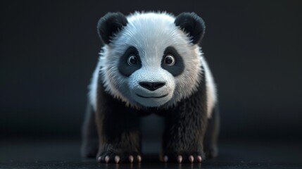 A cute and cuddly 3D model of a panda bear  AI generated illustration