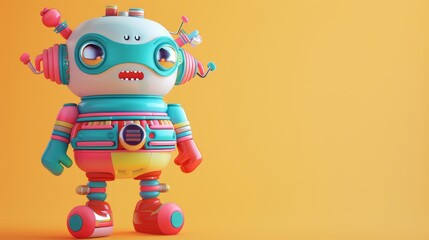 A cute and quirky figure in a colorful 3D style  AI generated illustration