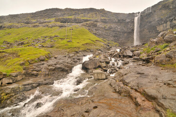 Fossurin í Fossá  one of the highest waterfalls in the Faroe Islands Streymoy