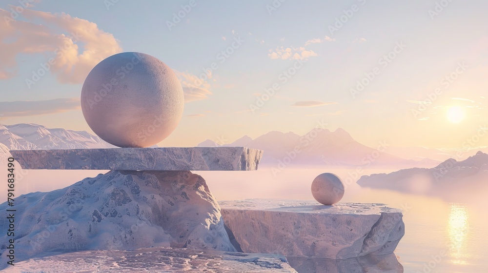 Poster a dreamy and ethereal 3d render emphasizing the importance of balance and moderation ai generated il