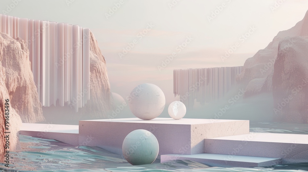 Poster a dreamy and ethereal 3d render emphasizing the importance of balance and moderation ai generated il