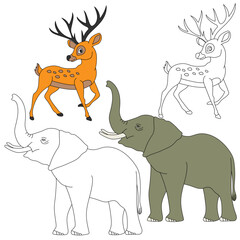 Elephant and Deer. Wild Animals clipart collection for lovers of jungles and wildlife. This set will be a perfect addition to your safari and zoo-themed projects.
