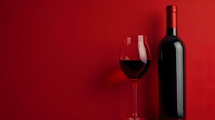 赤ワインのボトルとグラス - obrazy, fototapety, plakaty