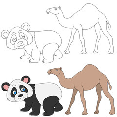 Camel and Panda. Wild Animals clipart collection for lovers of jungles and wildlife. This set will be a perfect addition to your safari and zoo-themed projects.
