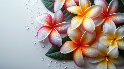 frangipani flowers white background