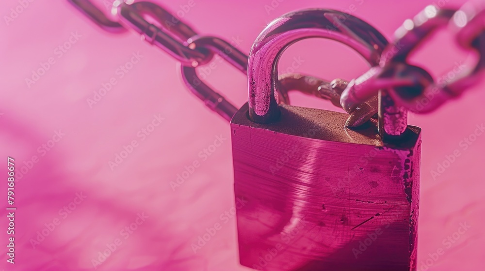 Poster a padlock with a chain attached. ideal for security concepts