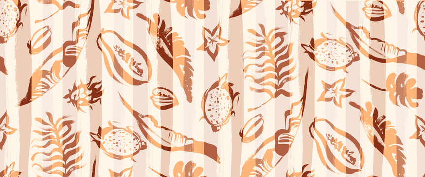 seamless summer tropical pattern with fruit and leaves for fabric