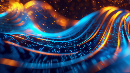 abstract background of blue and orange neon lights