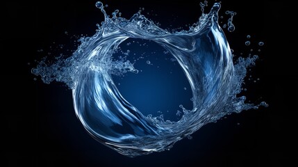 Blue Water Swirl Splash with Bubbles


