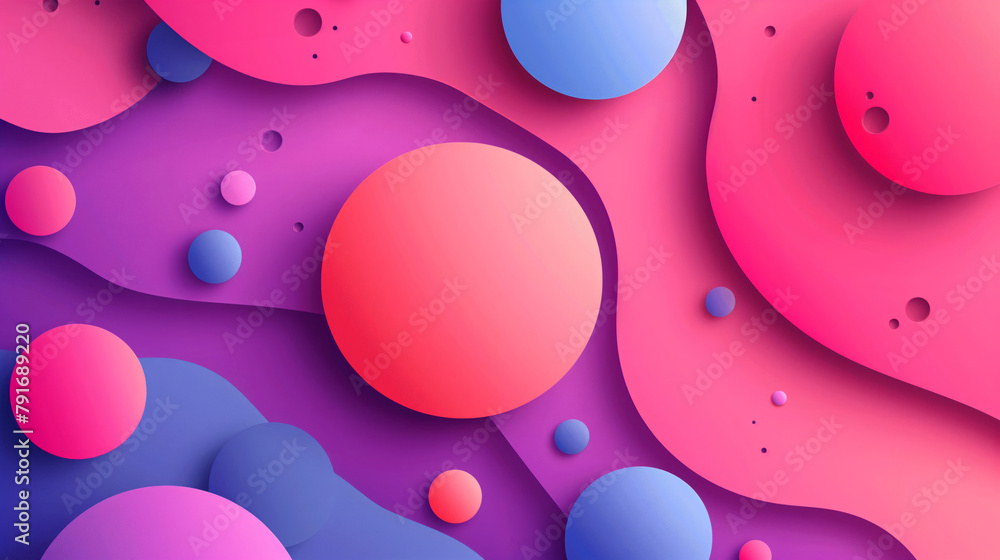 Poster a colorful abstract painting with many different colored circles. the painting is full of energy and