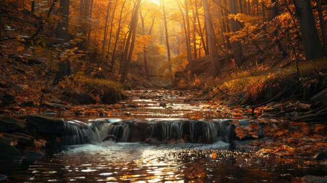 Gentle rustling of leaves and the quiet murmur of a stream