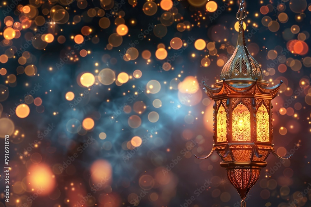 Poster a lantern hanging from a string, suitable for various concepts