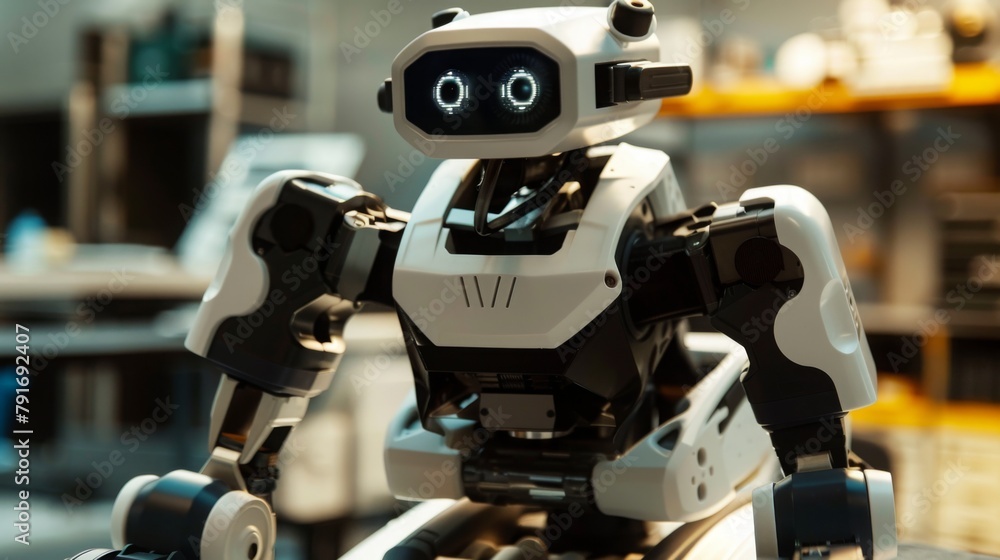Fototapete autonomous robot in a workshop setting