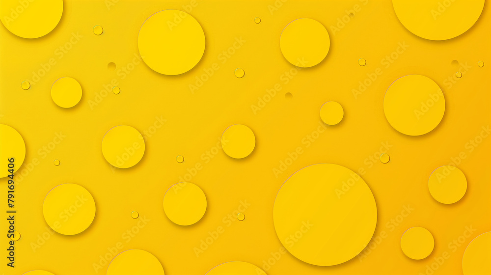 Aufkleber a yellow background with circles and lines. the circles are of different sizes and are scattered acr