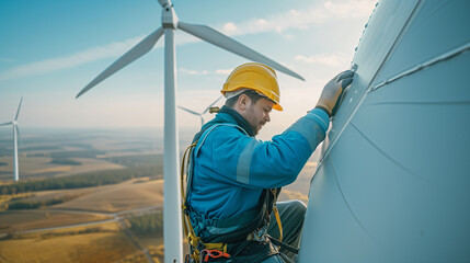 Technician for maintenance of wind turbines for electricity generation