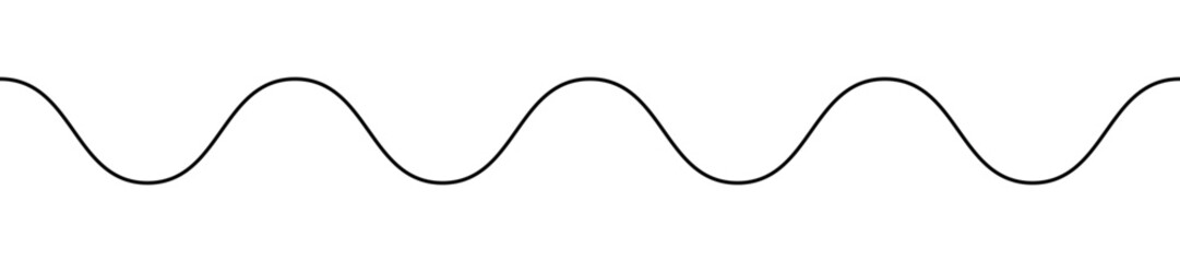 Sine wave, black and white sinusoidal line sinusoid - vector seamless repeatable