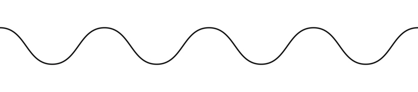 Sine wave, black and white sinusoidal line sinusoid - vector seamless repeatable