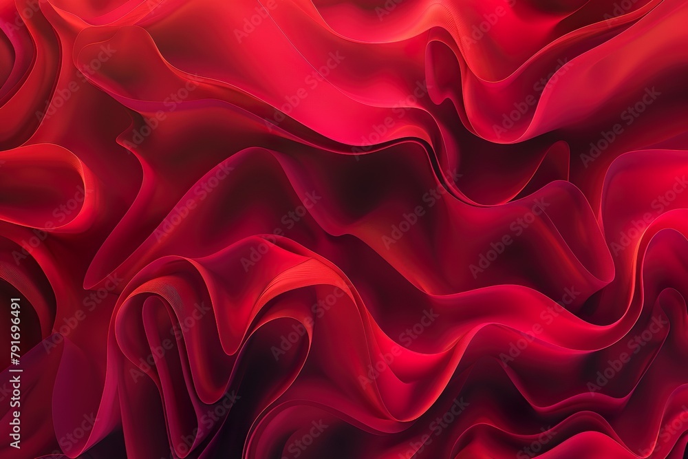 Poster a digital abstract texture with flowing red crimson and scarlet waves, creating a dynamic sense of m