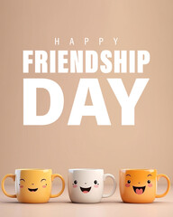 Friendship day illustration for social media post design template