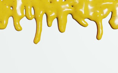 3d render of mustard sauce lines and swirls for food or restaurant kitchen concept