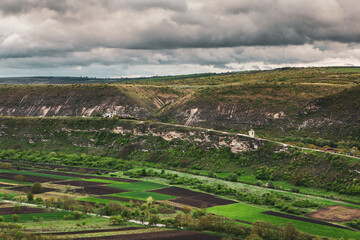 Landscape with beautiful nature in the village in the Republic of Moldova. Country life in Eastern Europe.