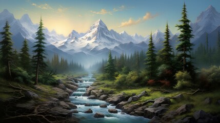 mountain river in the mountains - Powered by Adobe
