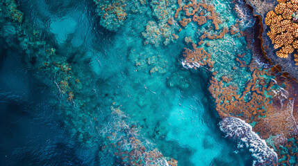 Aerial photo of coral reef ..