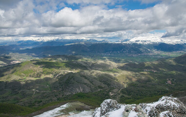 A beautiful panorama from the top of Monte Calvo in Abruzzo region, Italy