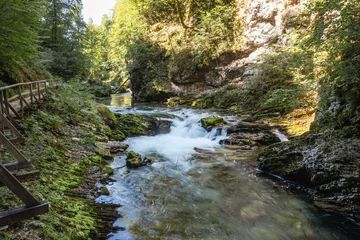 Foto auf Leinwand Walking Through Vintgar Gorge, Slovenia © Marcel Otterspeer