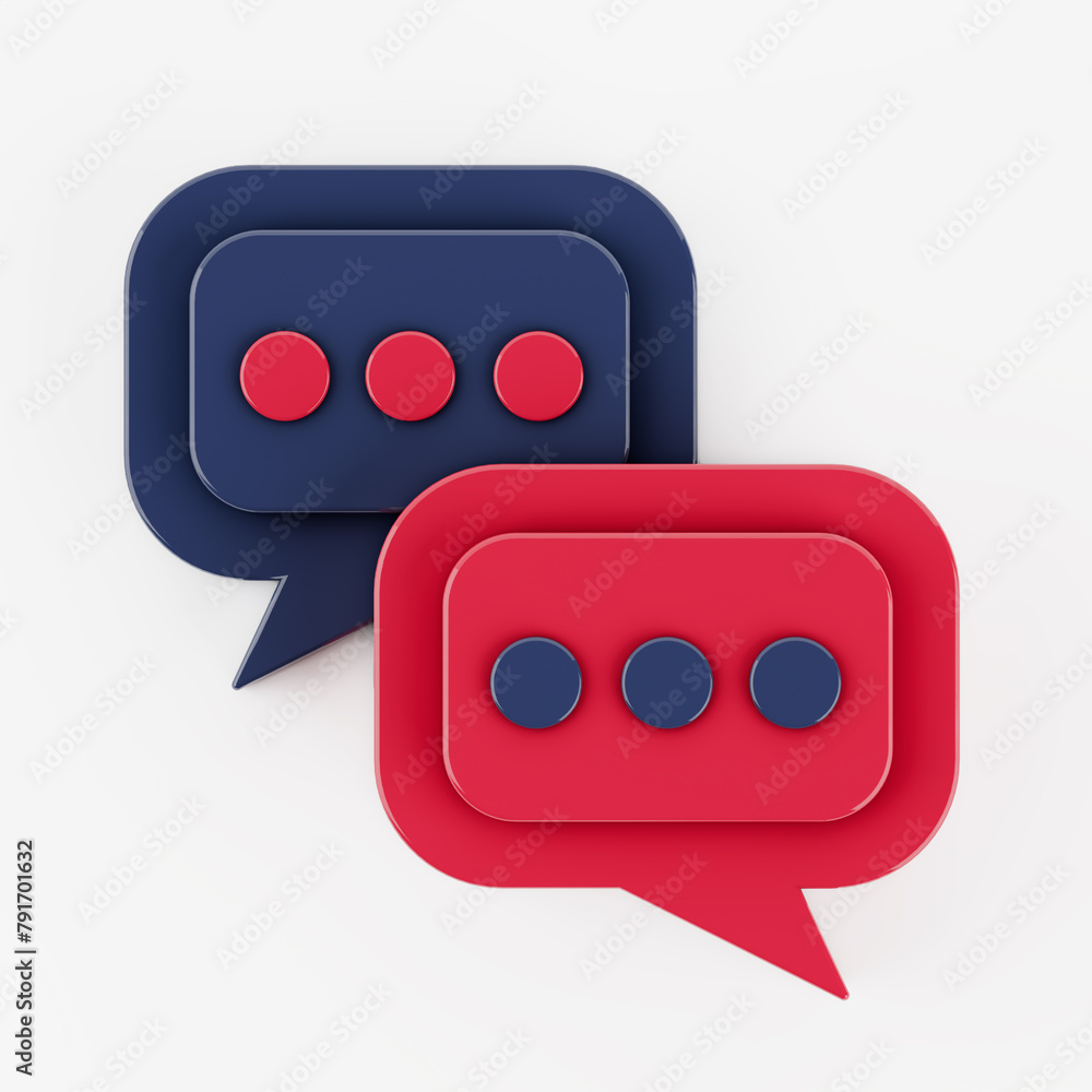 Poster abstract speech bubble icons. 3d rendering