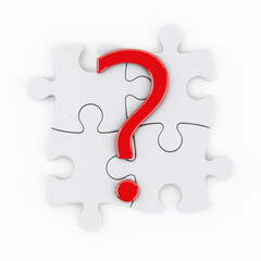 Fototapeta premium Red Question Mark on a Jigsaw Puzzle. 3d Rendering
