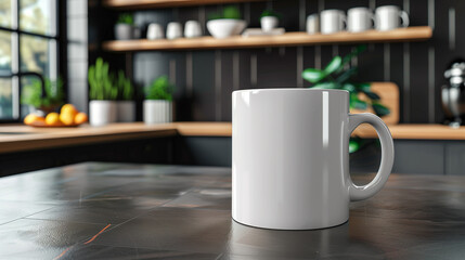 white cup template in a black modern kitchen