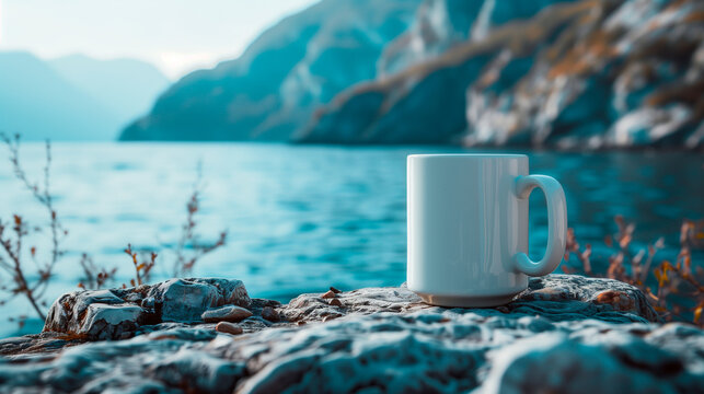 Blank white cup for advertising